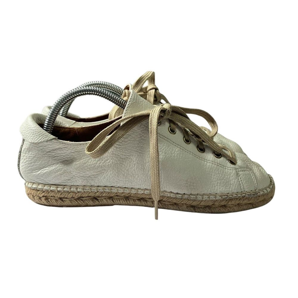 Maypol Espadrille Sneakers White Soft Leather Lace Up Casual Shoes Anthropology‎